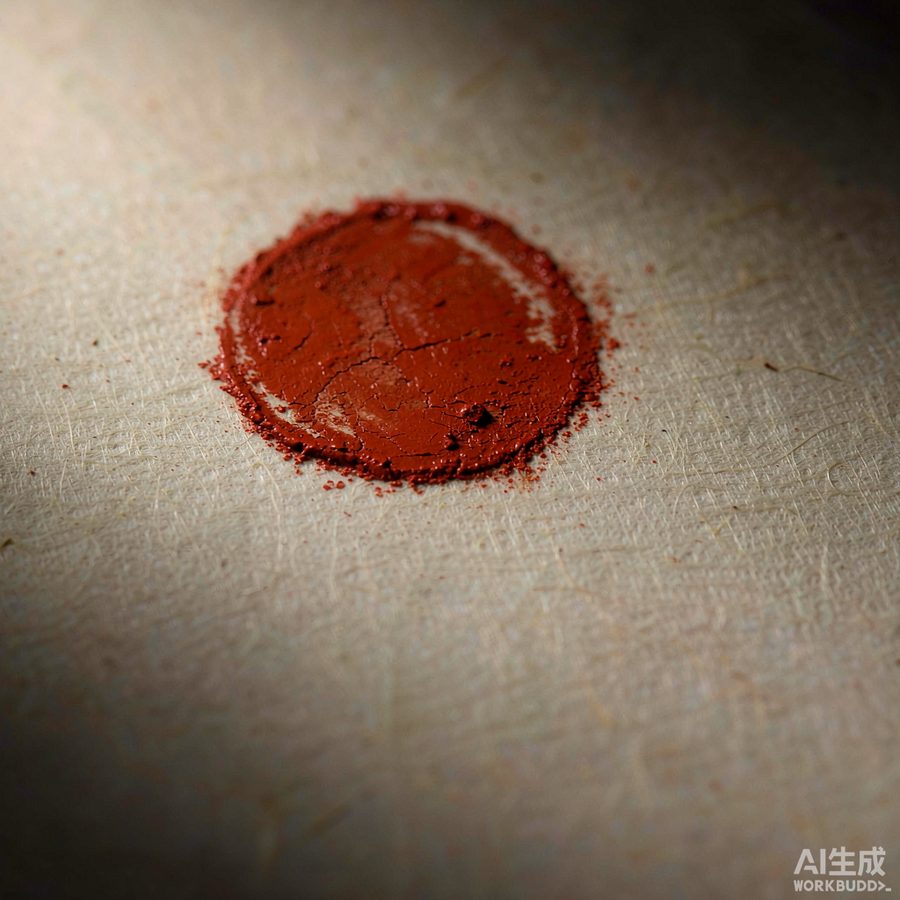 朱砂印章盖在宣纸上